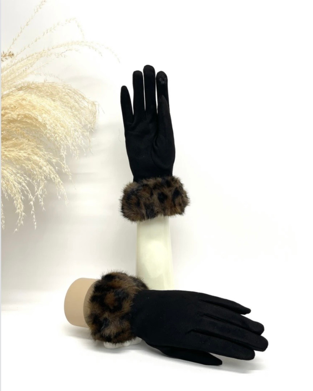 Handsker med leo fake fur