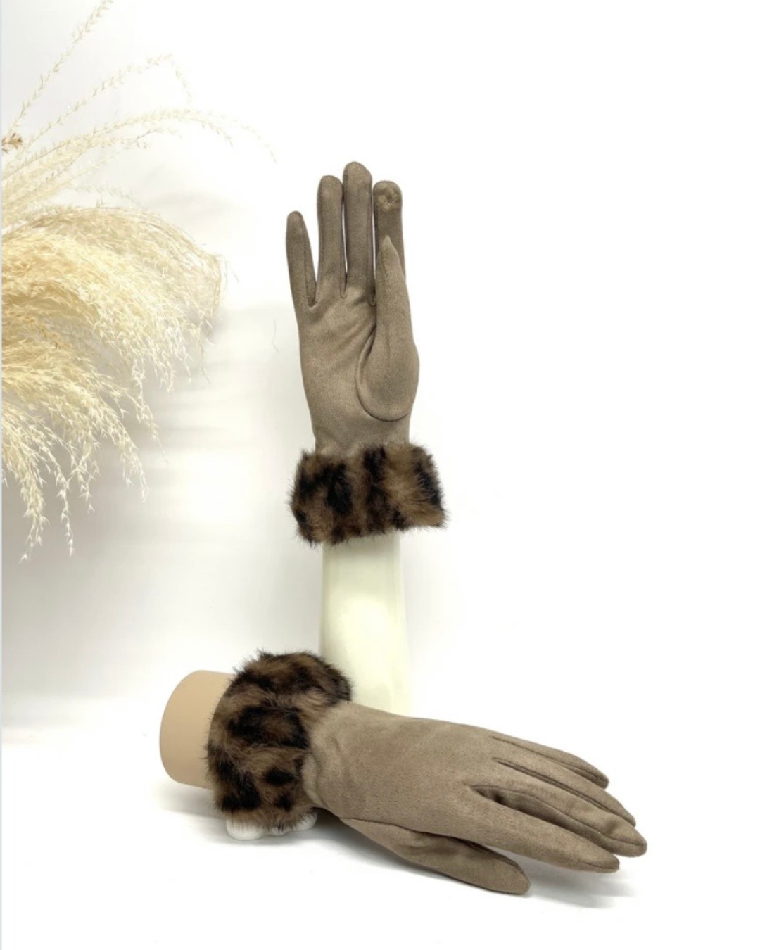 Handsker med leo fake fur